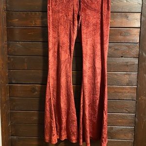 Paisley velvet flair pants